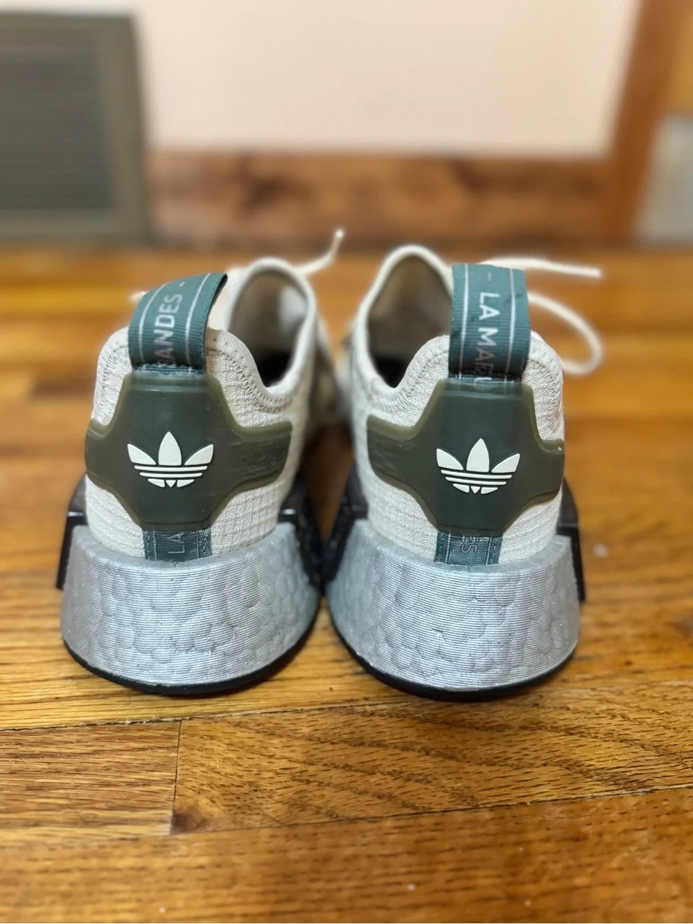 adidas Beige and Dark Green Athletic Shoes